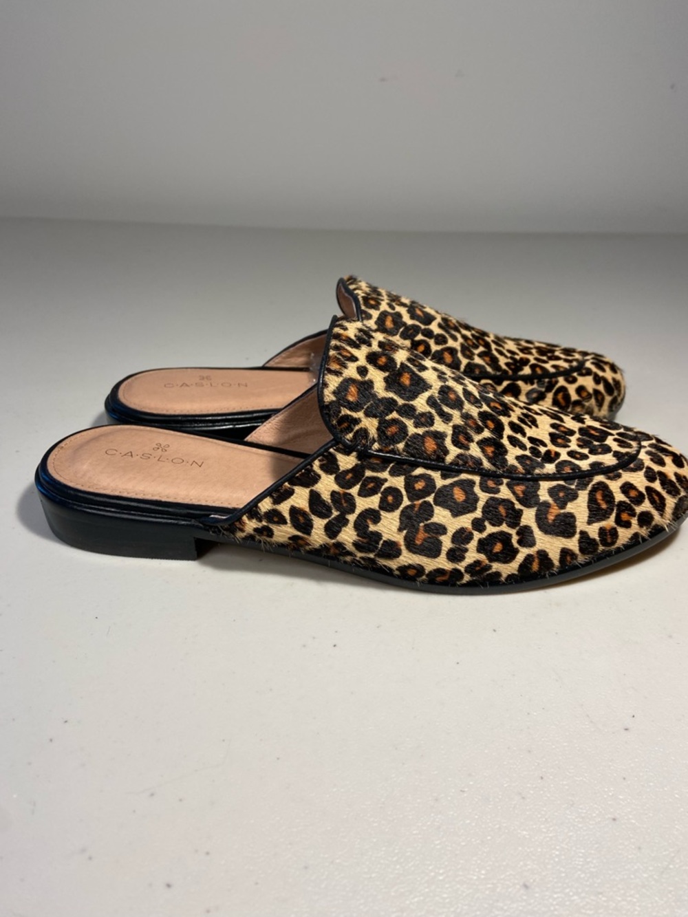 Caslon Leopard-Print Slip-On Mules in Tan and Black